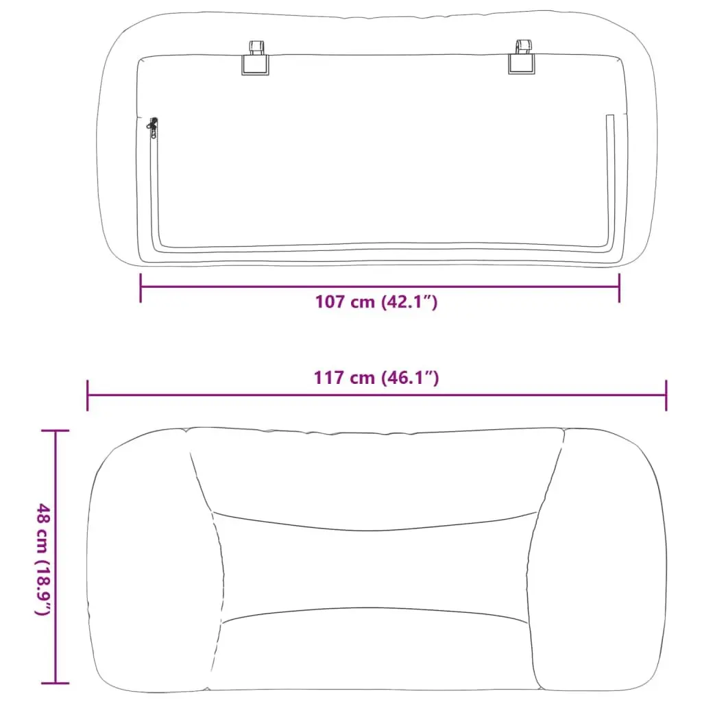Headboard Cushion King Single Bed 107cm Upholstered Wall Mount Grey Fabric