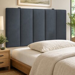 90cm Headboard Cushion in Grey Velvet Fabric
