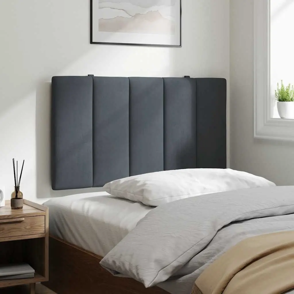 Upholstered Velvet Headboard Cushion 90cm Grey Wall Mount Pillow for Bed