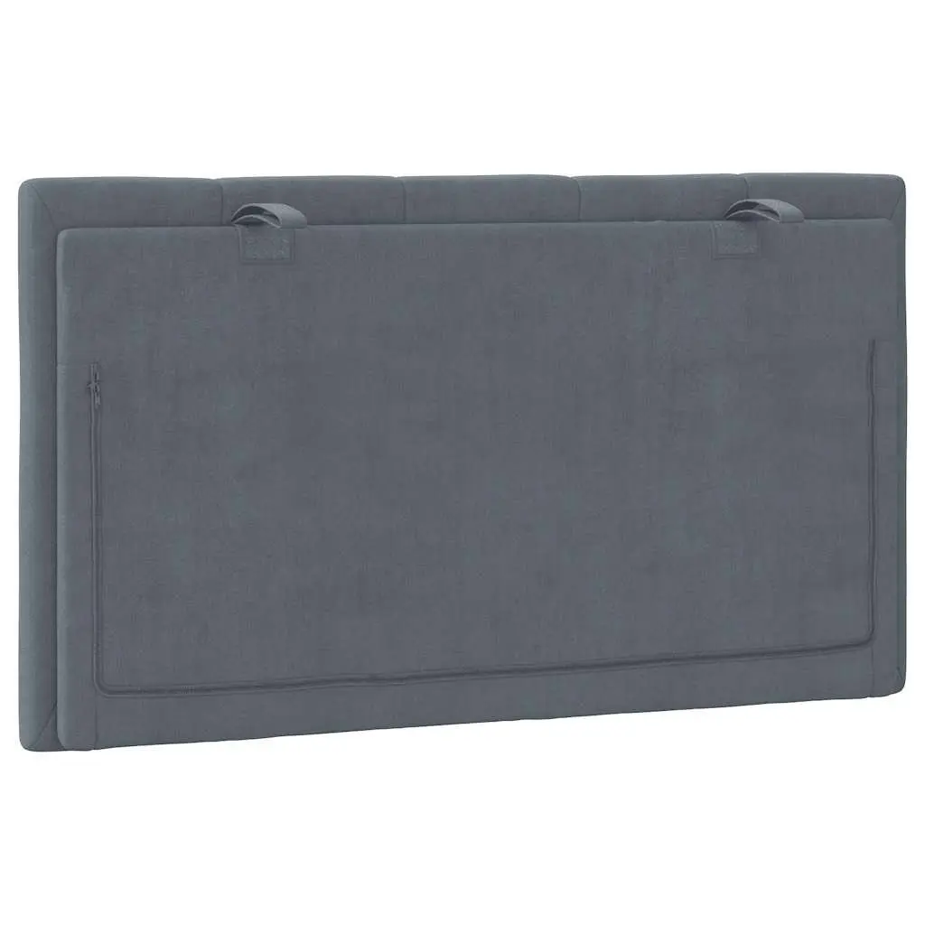 Upholstered Velvet Headboard Cushion 90cm Grey Wall Mount Pillow for Bed