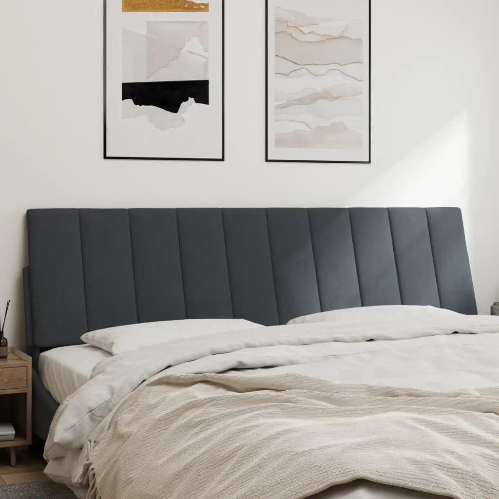 Velvet Headboard Cushion for Bedroom 180cm Dark Grey Wall Mounted Pillow Support