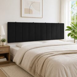 Headboard Cushion Black 180cm Velvet with Foam Filling