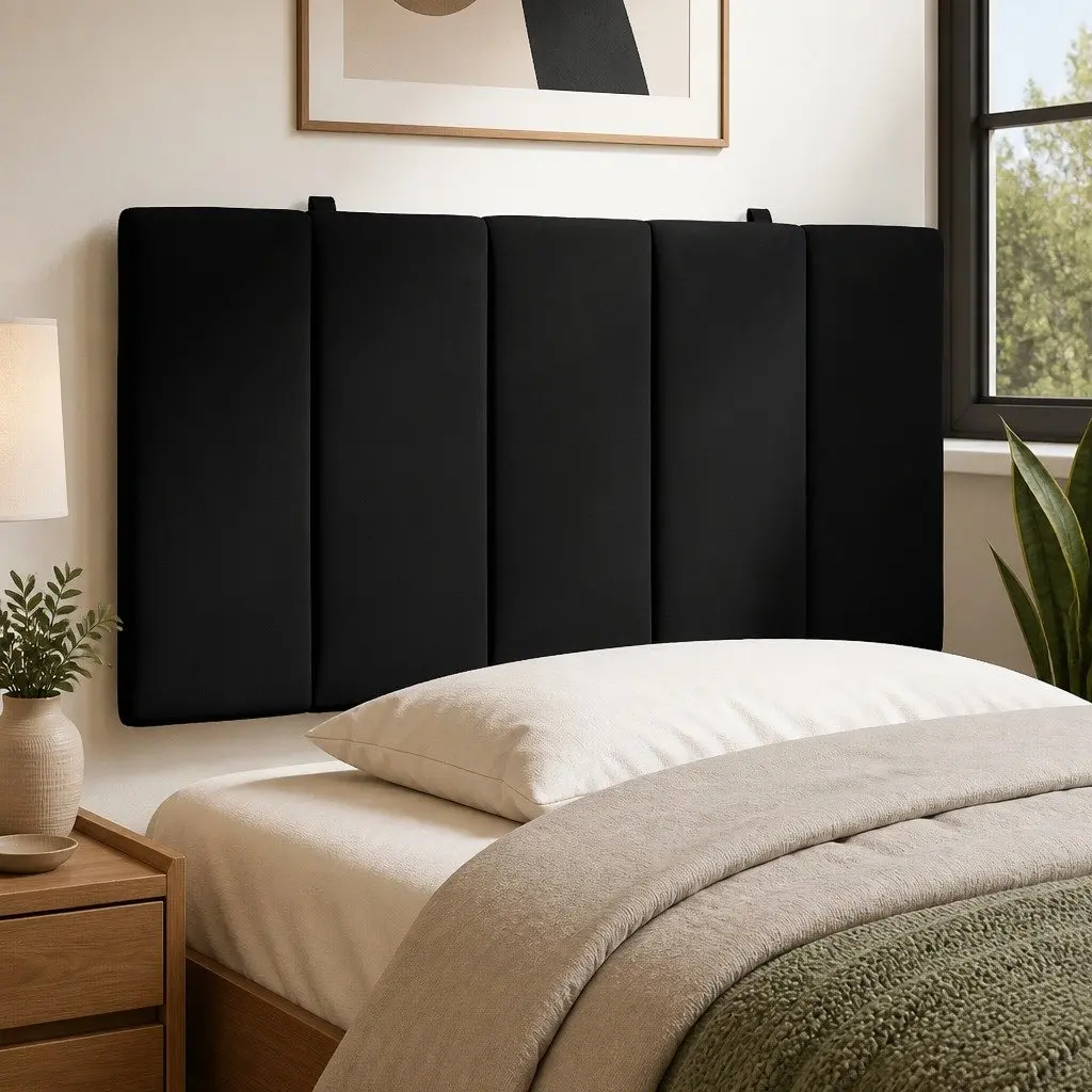 Headboard Cushion for Bedroom 107cm Black Velvet Soft Support