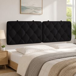 152cm Queen Black Velvet Upholstered Headboard Cushion