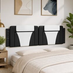 Headboard Cushion 180cm: Faux Leather, Black and White