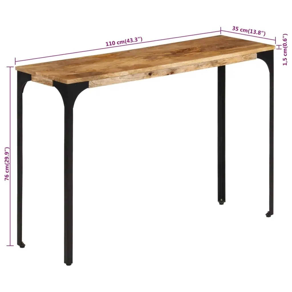 Console Table Brown Solid Wood Mango Iron Feet Hall Entryway Accent Display