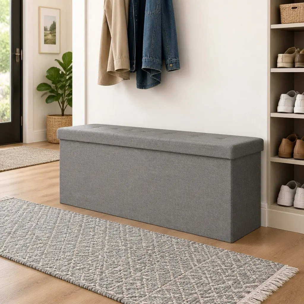 Grey Foldable Storage Bench