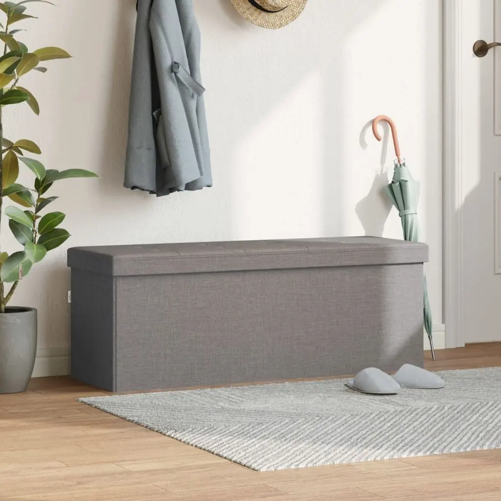 Storage Bench Entryway Hallway Living Room Foldable Grey Upholstered Seat Box