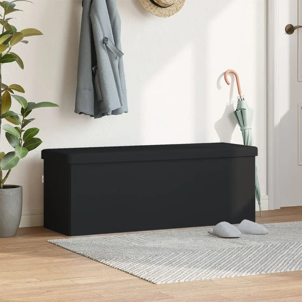 Black PVC Foldable Storage Bench