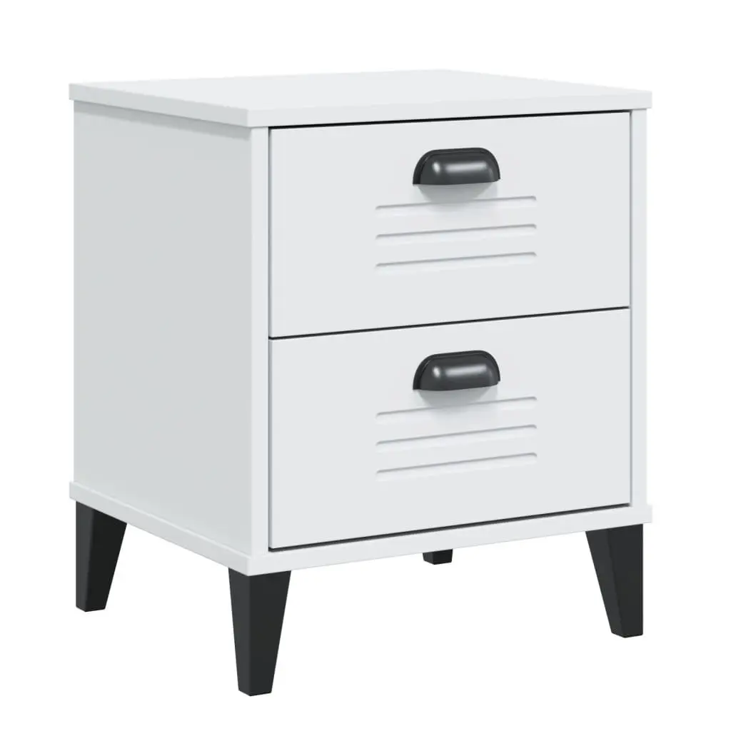 Bedside Cabinet White Engineered Wood Nightstand Bedroom Storage Table