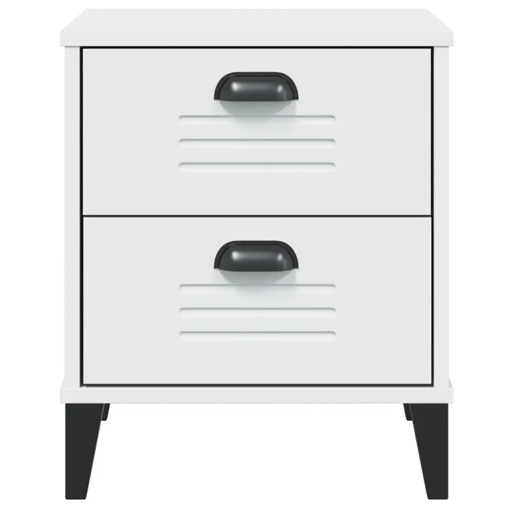 Bedside Cabinet White Engineered Wood Nightstand Bedroom Storage Table