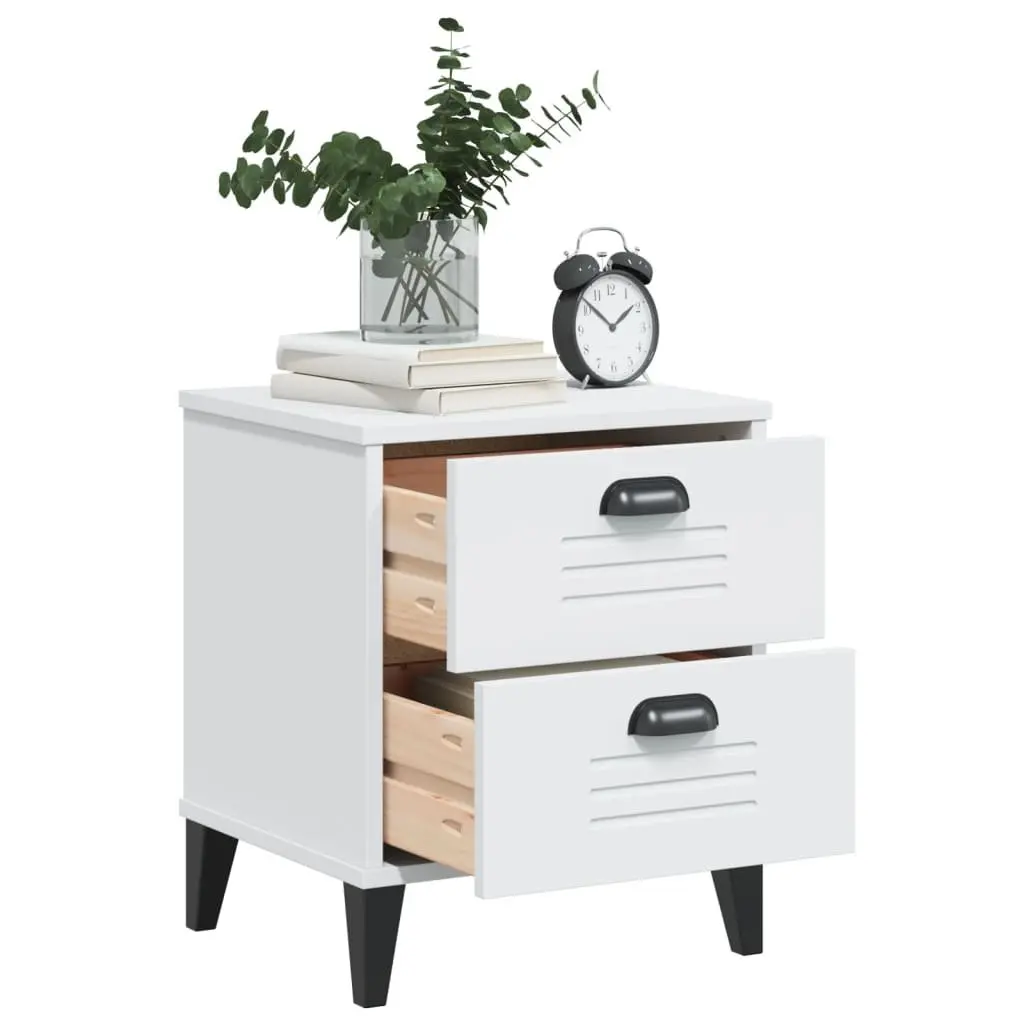 Bedside Cabinet White Engineered Wood Nightstand Bedroom Storage Table