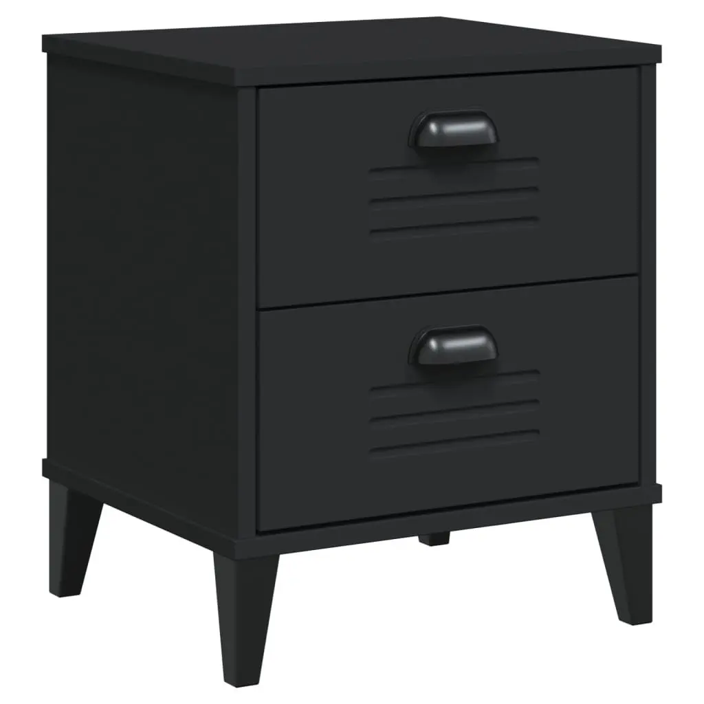 Engineered Wood Nightstand Black for Bedroom or Living Room Storage Table