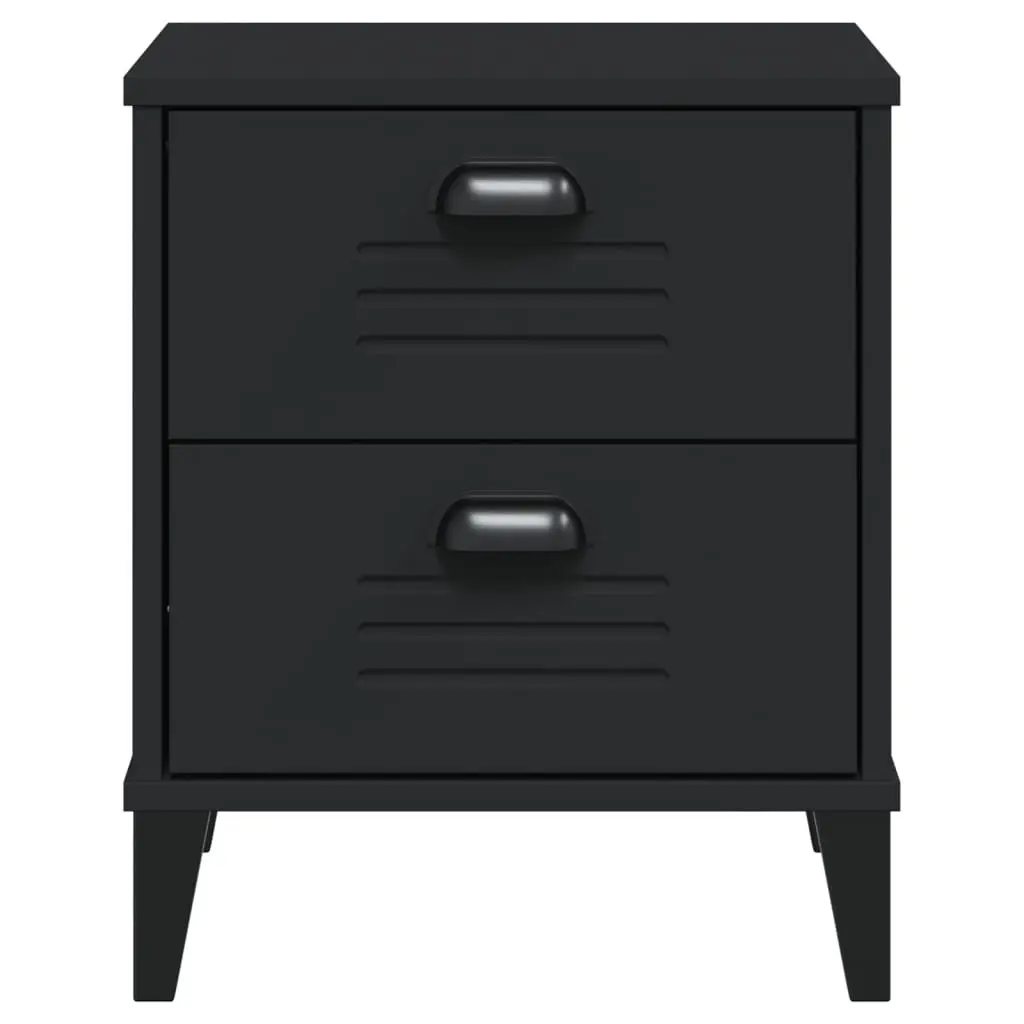 Engineered Wood Nightstand Black for Bedroom or Living Room Storage Table