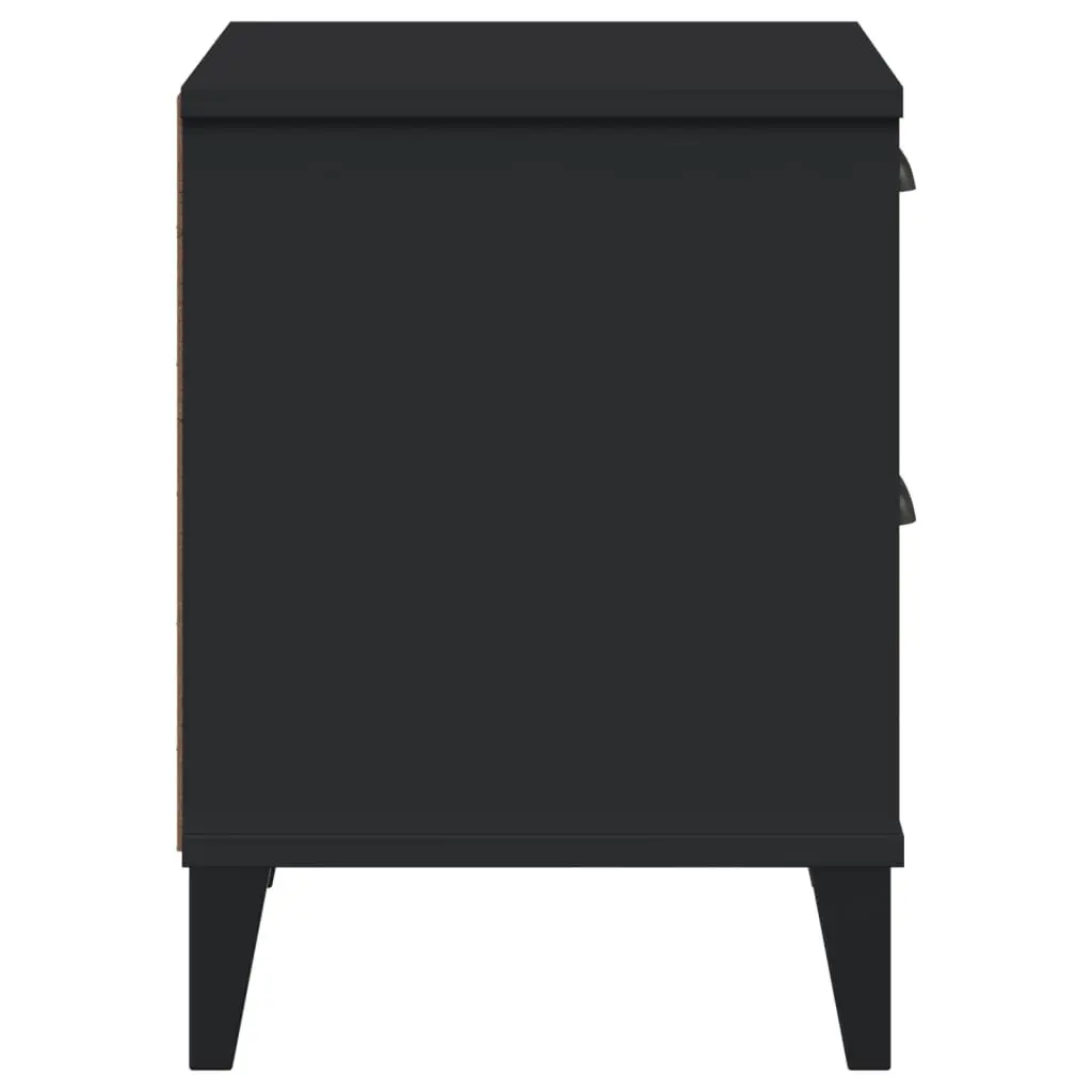 Engineered Wood Nightstand Black for Bedroom or Living Room Storage Table