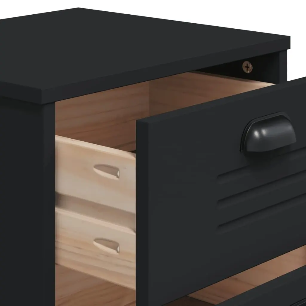 Engineered Wood Nightstand Black for Bedroom or Living Room Storage Table