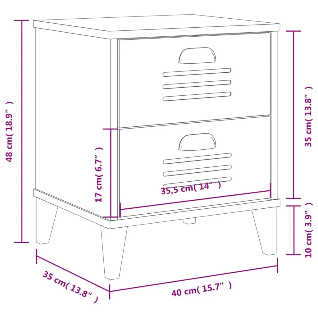 Engineered Wood Nightstand Black for Bedroom or Living Room Storage Table