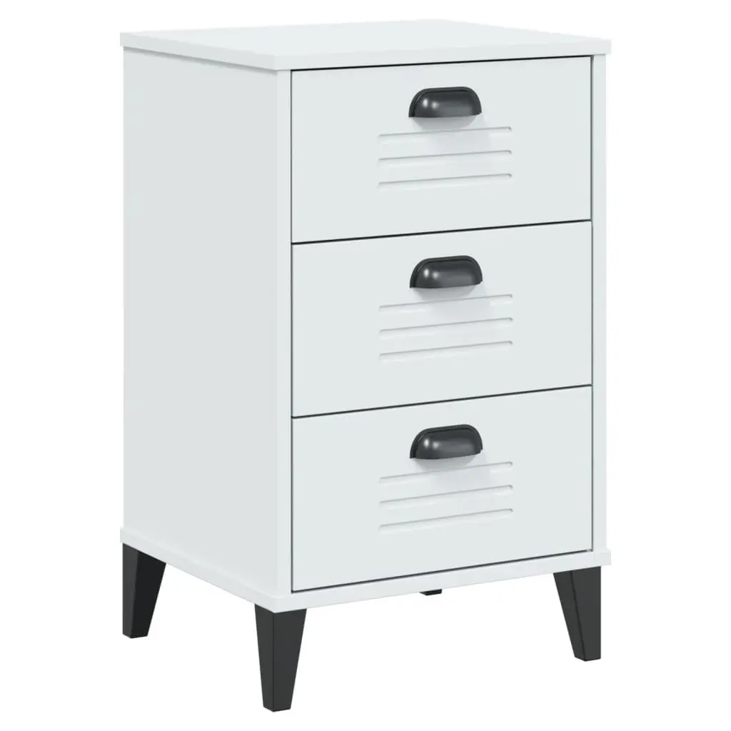 Bedside Table Bedroom White Engineered Wood Nightstand Storage Cabinet