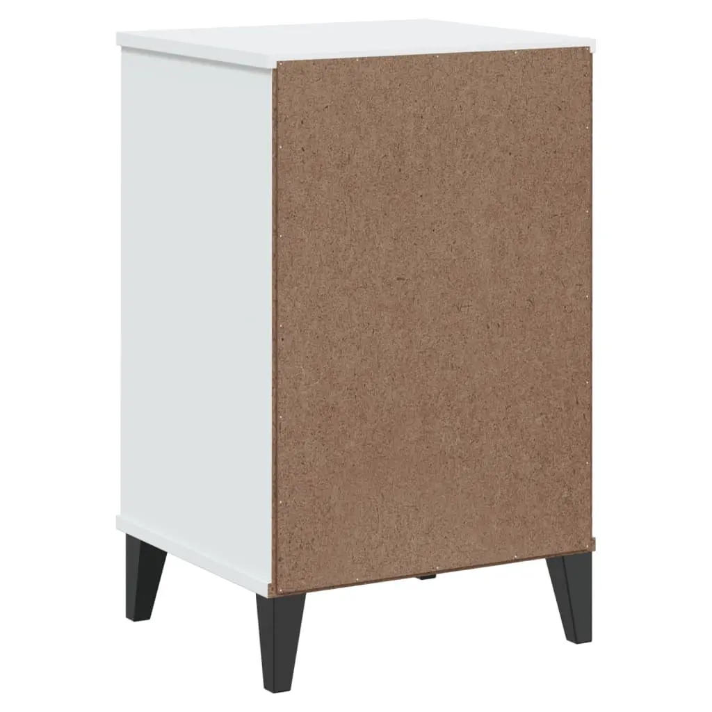 Bedside Table Bedroom White Engineered Wood Nightstand Storage Cabinet