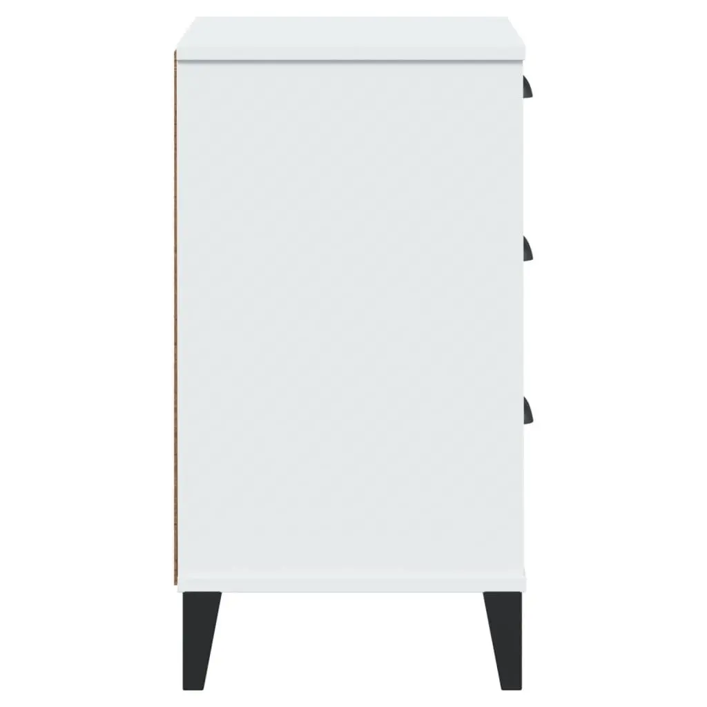 Bedside Table Bedroom White Engineered Wood Nightstand Storage Cabinet