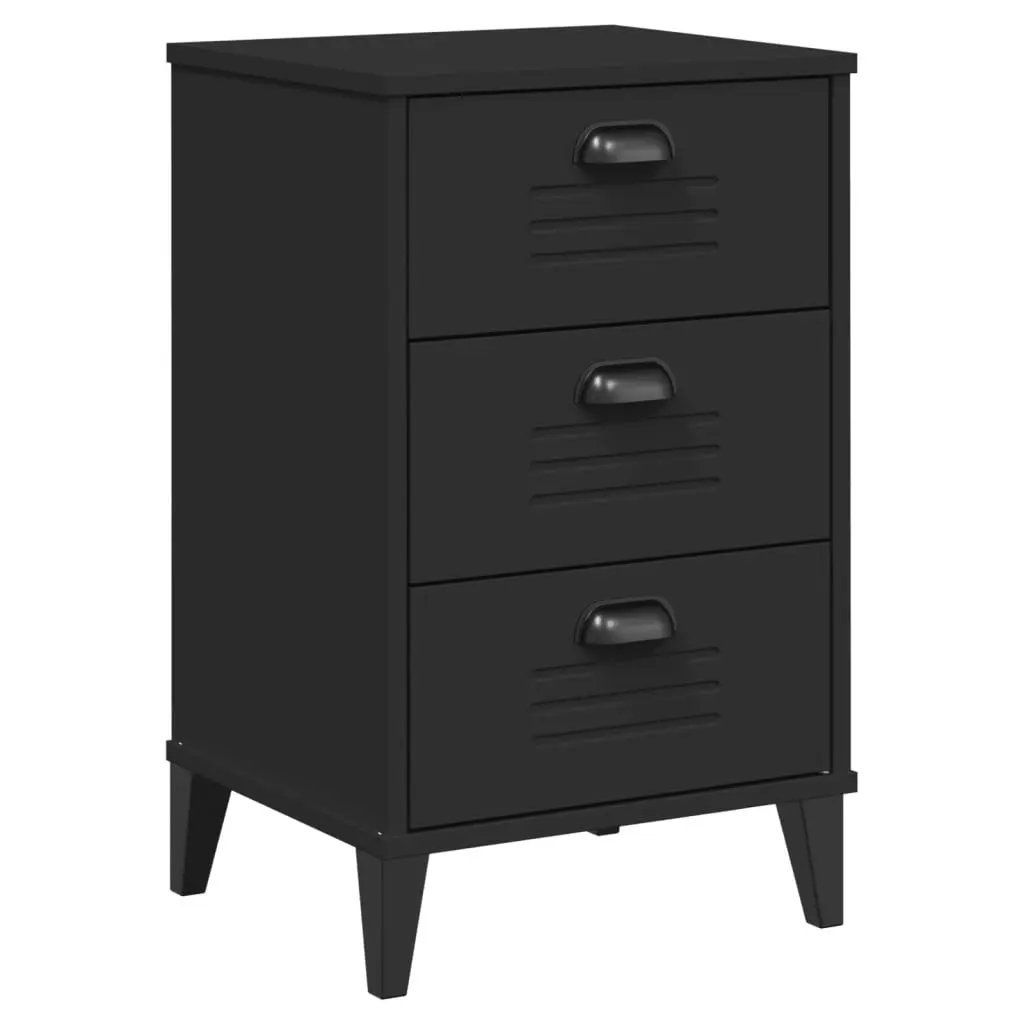 Black Engineered Wood Nightstand