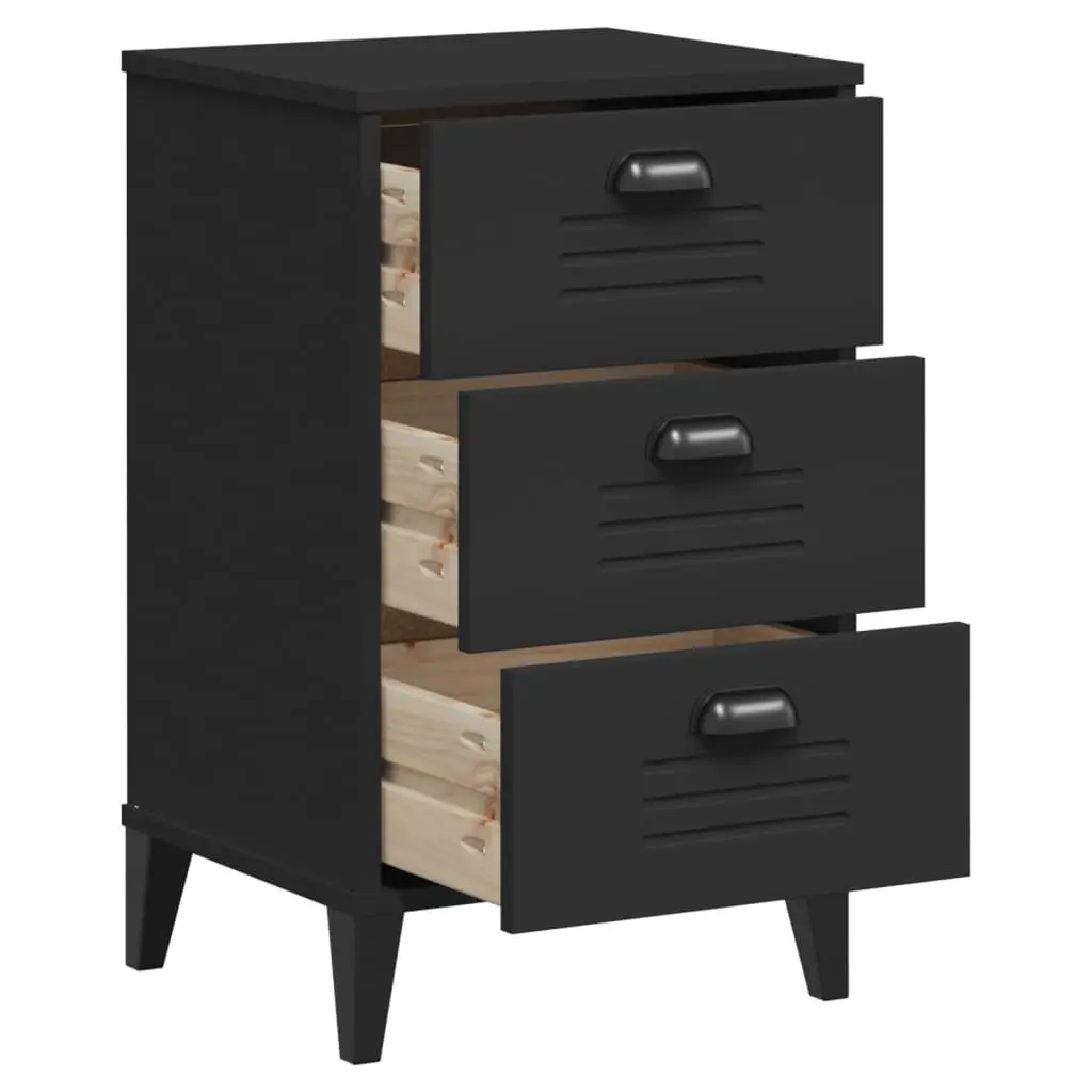 Black Engineered Wood Nightstand