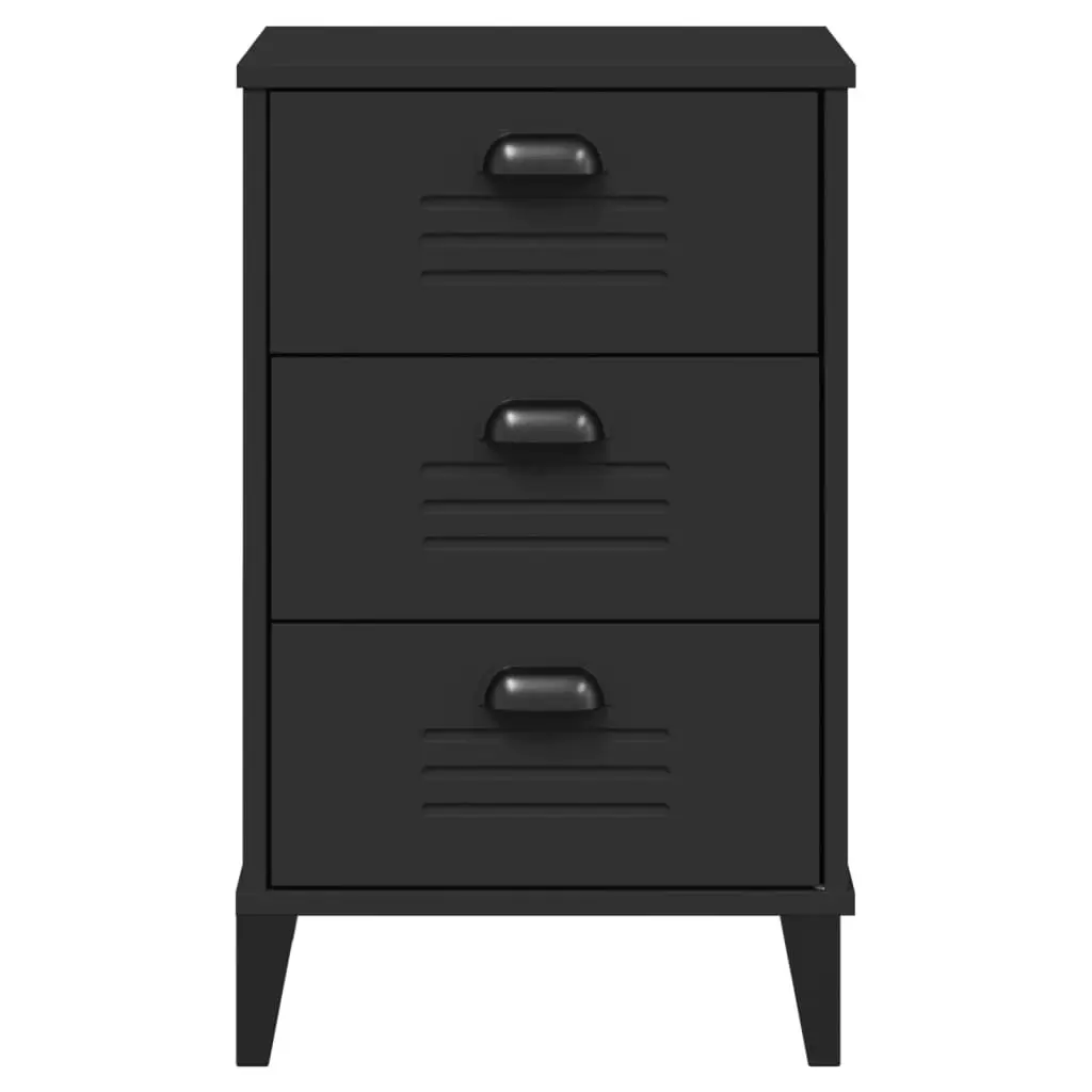 Black Engineered Wood Nightstand