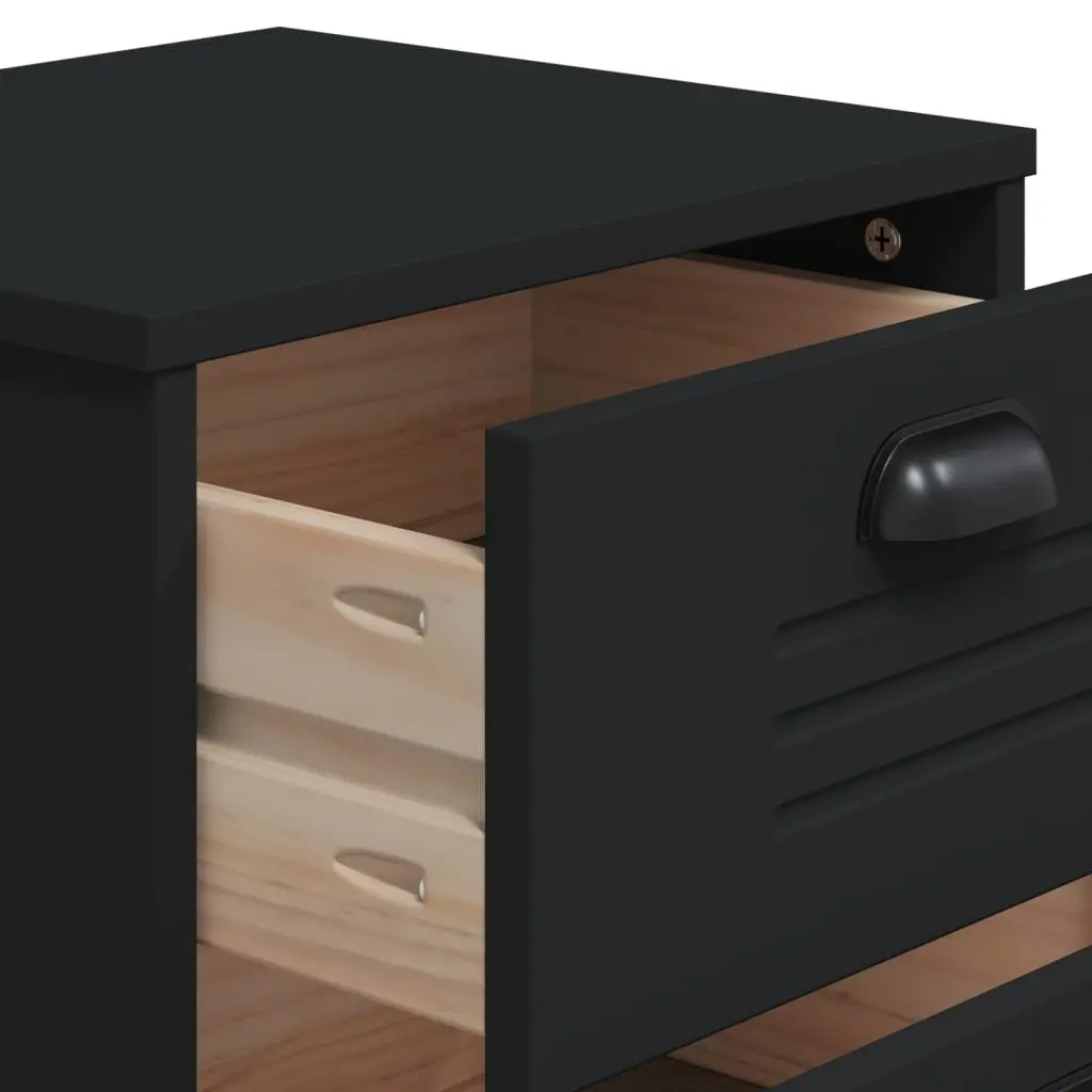 Black Engineered Wood Nightstand