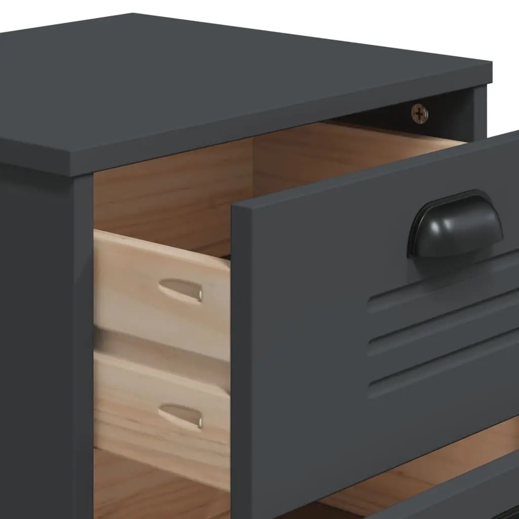Bedside Cabinet Nightstand Storage Table Engineered Wood Anthracite Grey Bedroom