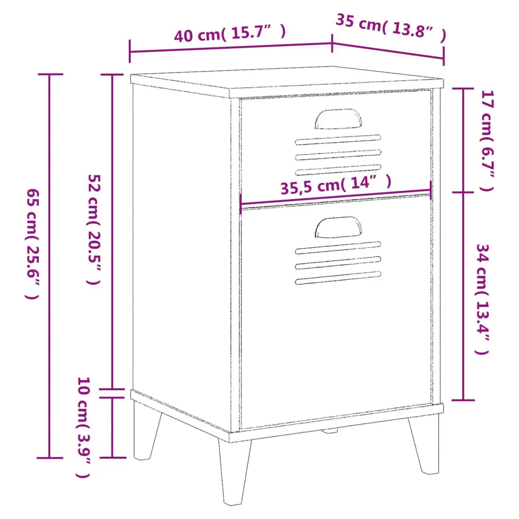 White Engineered Wood Bedside Cabinet with Handles