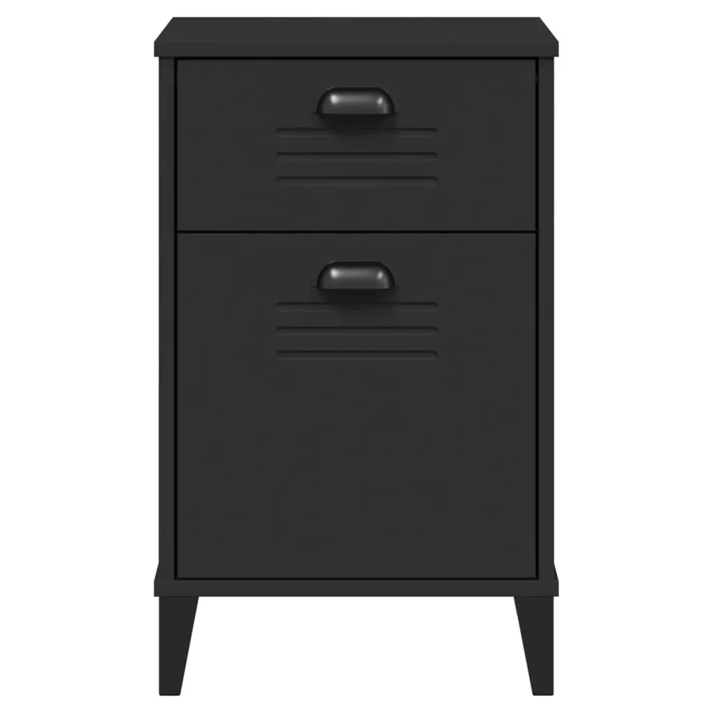 Bedside Cabinet Black Engineered Wood Nightstand Bedroom Storage Table