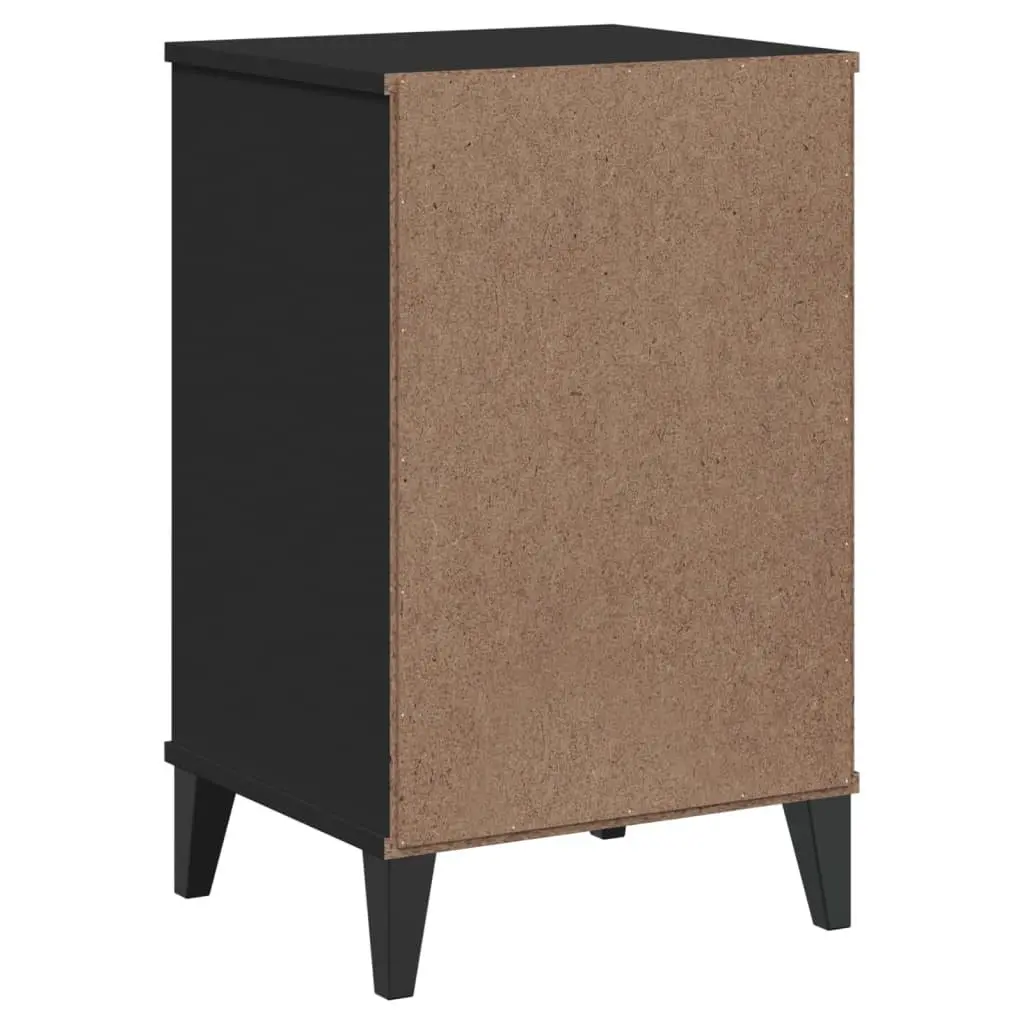 Bedside Cabinet Black Engineered Wood Nightstand Bedroom Storage Table