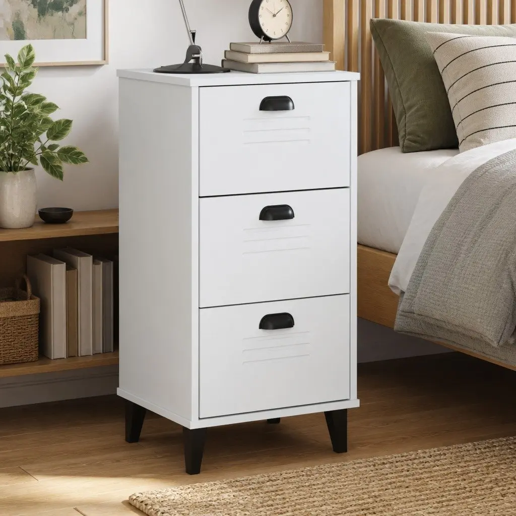 White Engineered Wood Nightstand