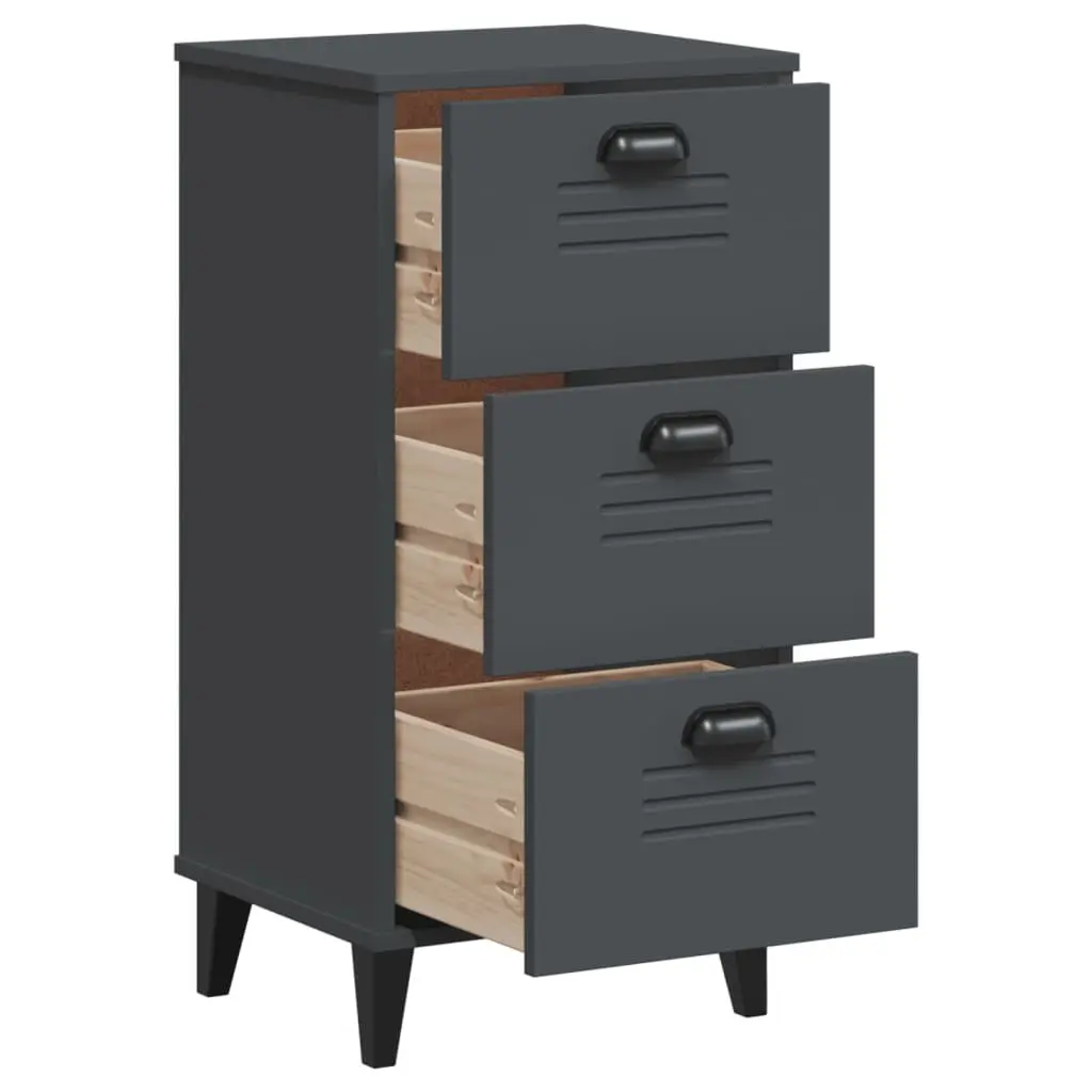 Bedside Cabinet Anthracite Grey Engineered Wood Nightstand Bedroom Storage Table