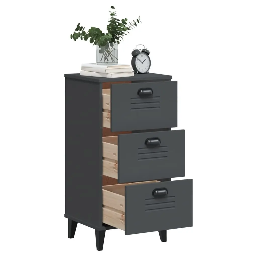 Bedside Cabinet Anthracite Grey Engineered Wood Nightstand Bedroom Storage Table