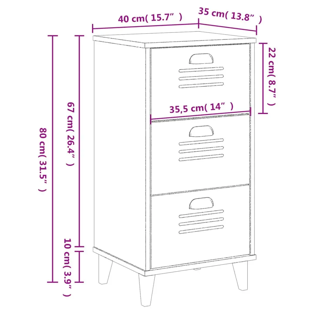 Bedside Cabinet Anthracite Grey Engineered Wood Nightstand Bedroom Storage Table