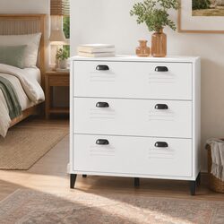 Engineered Wood White Drawer Cabinet with Ample Storage