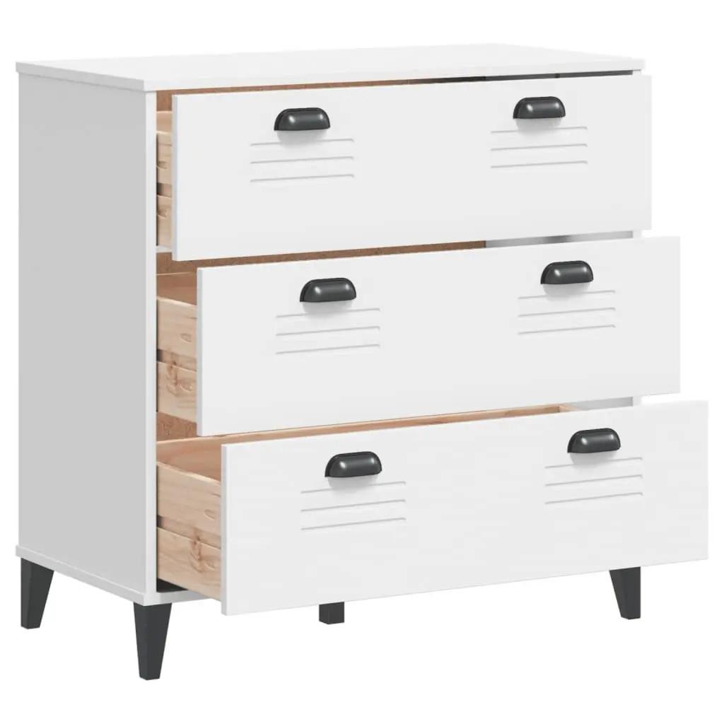 Engineered Wood White Drawer Cabinet with Ample Storage