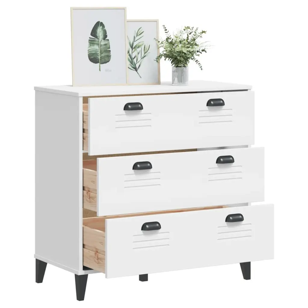 Engineered Wood White Drawer Cabinet with Ample Storage