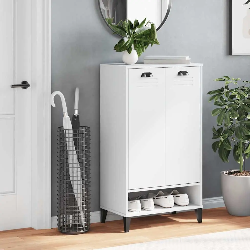 White Engineered Wood Shoe Storage Cabinet