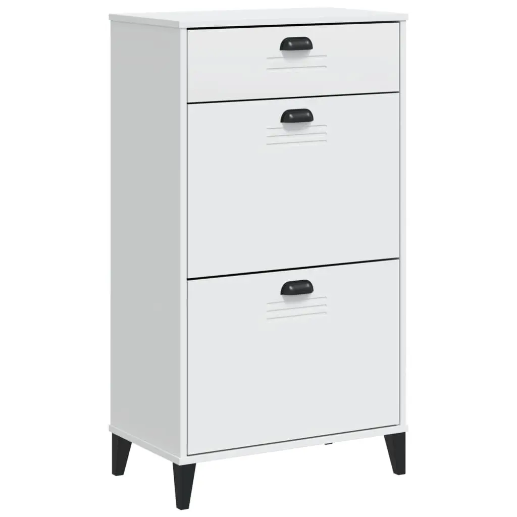 Shoe Cabinet White Engineered Wood Flip Drawer Organiser Storage Cupboard