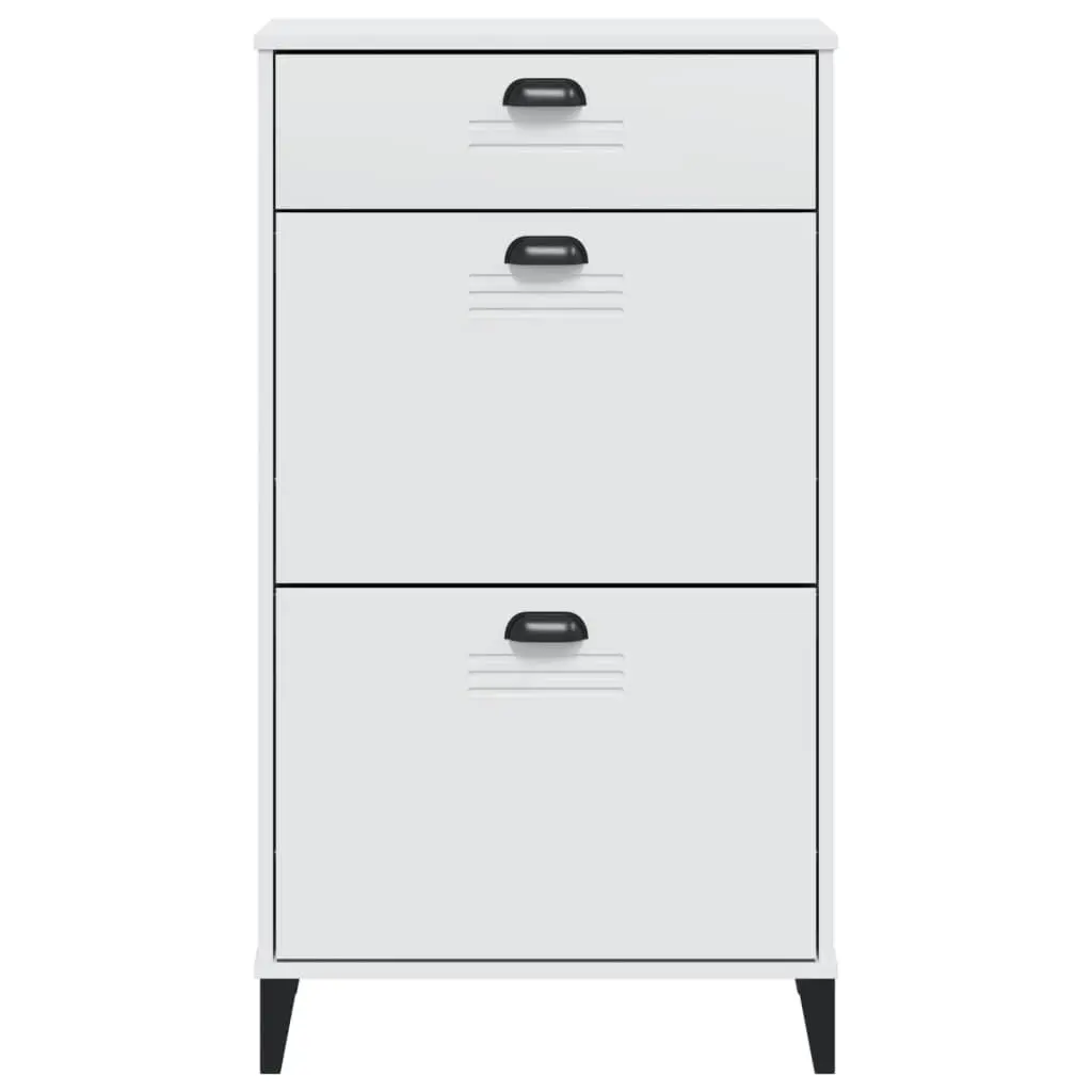 Shoe Cabinet White Engineered Wood Flip Drawer Organiser Storage Cupboard