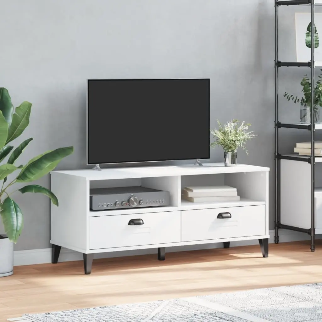 TV Cabinet White Engineered Wood Media Storage Unit 150 cm