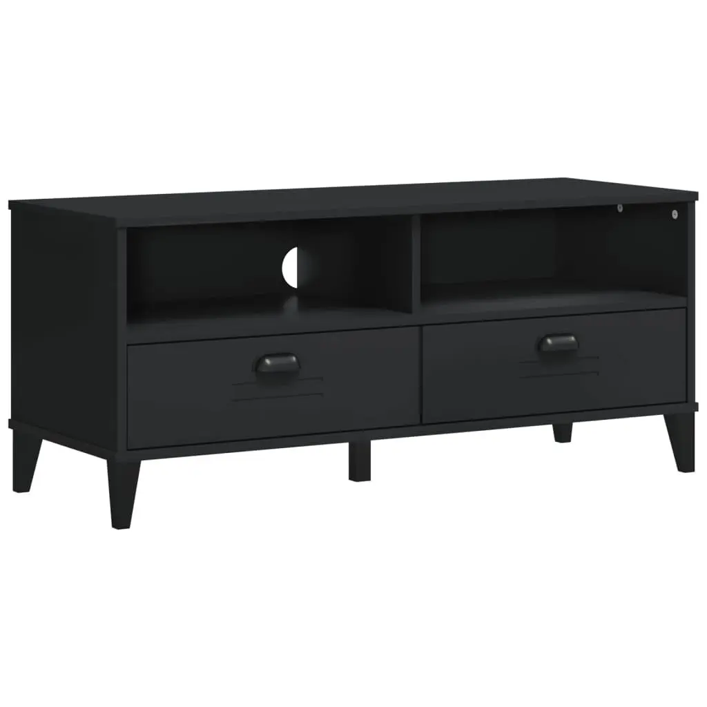 Black Engineered Wood TV Cabinet with Spacious Storage and Cable Management