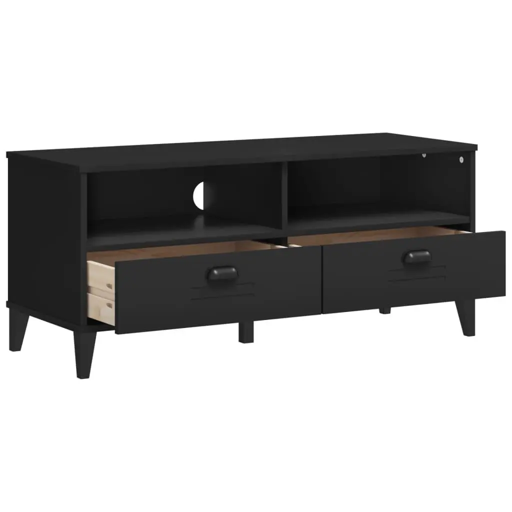 Black Engineered Wood TV Cabinet with Spacious Storage and Cable Management