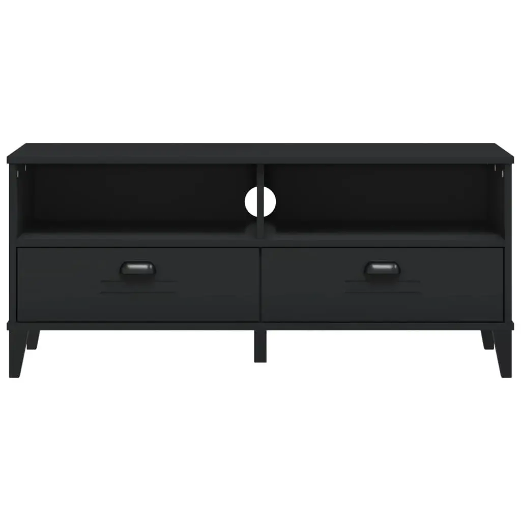 Black Engineered Wood TV Cabinet with Spacious Storage and Cable Management