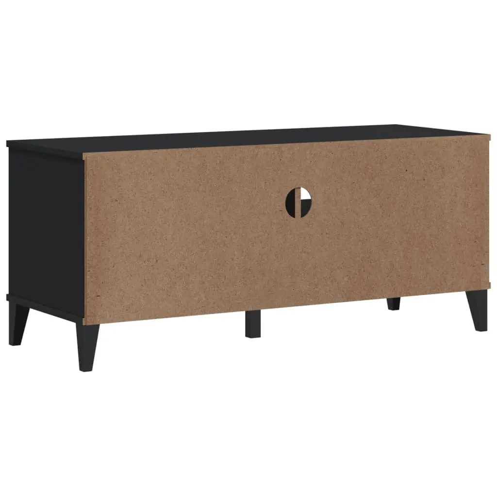 Black Engineered Wood TV Cabinet with Spacious Storage and Cable Management
