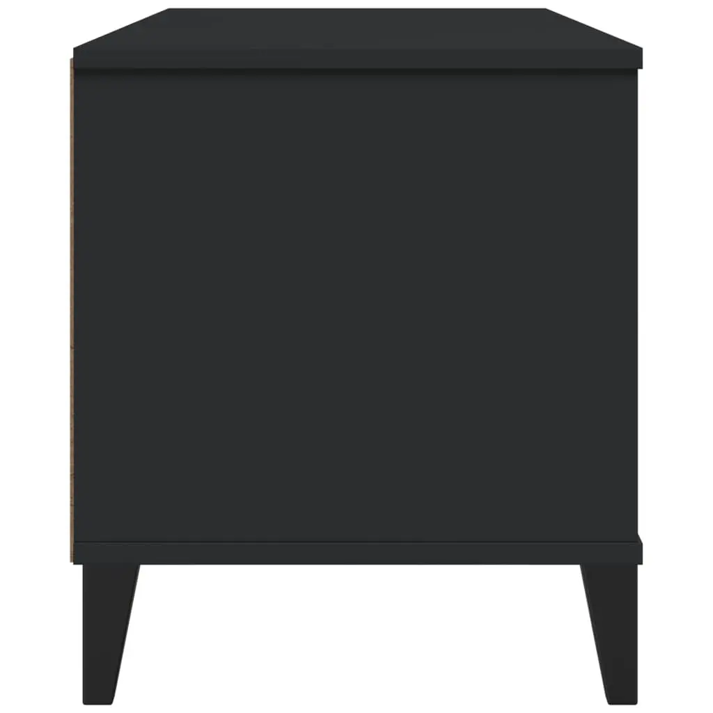 Black Engineered Wood TV Cabinet with Spacious Storage and Cable Management