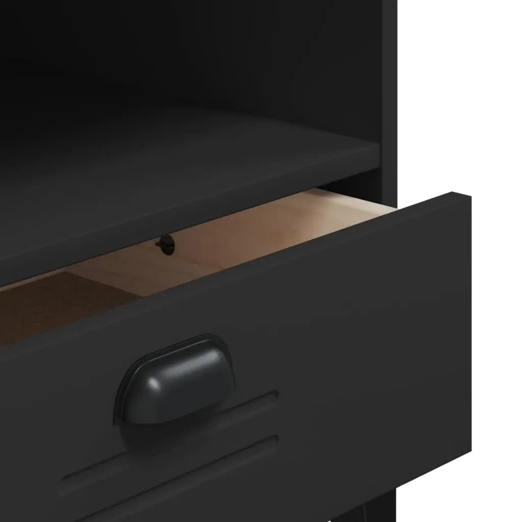 Black Engineered Wood TV Cabinet with Spacious Storage and Cable Management