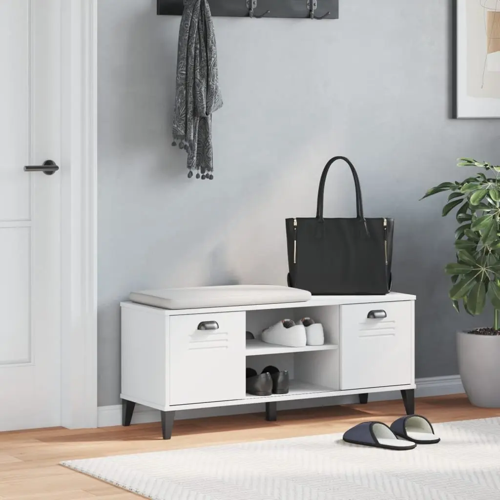 Shoe Bench White Storage Organiser Seating Cabinet Industrial Design Engineered